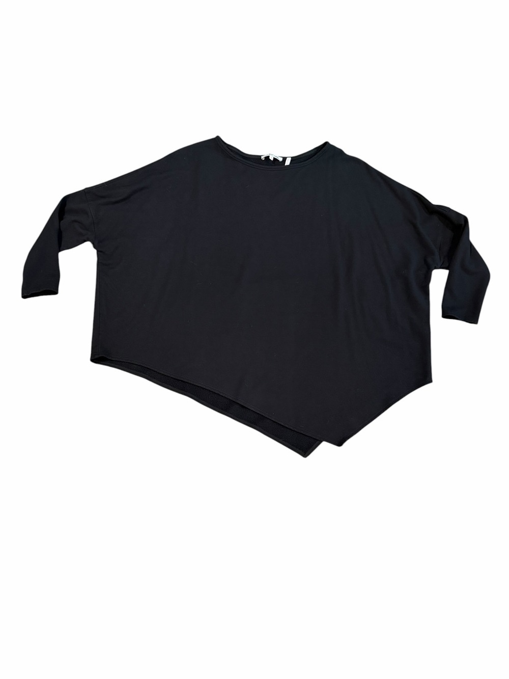 Helmut Lang Asymmetric Hem Top Black Medium Oversized Batwing Minimalist